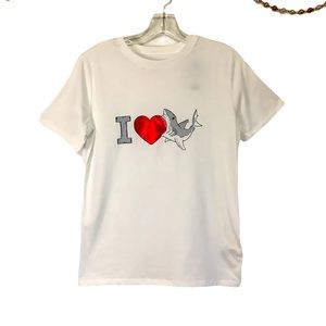 NWT Cat & Jack White I Heart Shark Tee L (12-14)